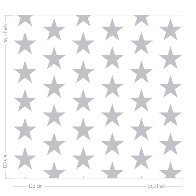 gordijnen voor raam Large Gray Stars On White