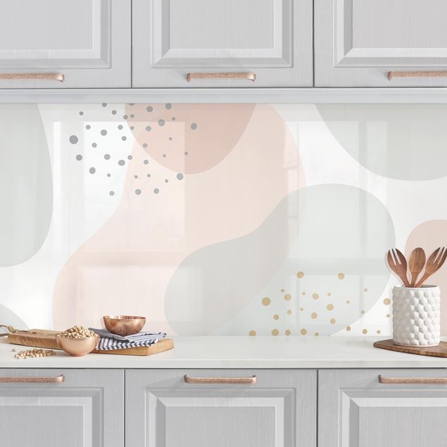 Achterwand voor keuken patroon Large Pastel Circular Shapes with Dots