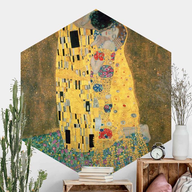 Hexagon Behang Gustav Klimt - The Kiss
