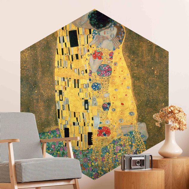 Hexagon Behang Gustav Klimt - The Kiss