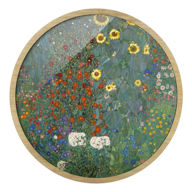 Rond schilderijen Gustav Klimt - Giardino di campagna con girasoli