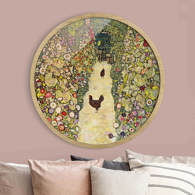 Rond schilderijen Gustav Klimt - Giardino con galline