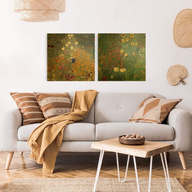 Canvas schilderijen - 2-delig  Gustav Klimt - The Green Garden