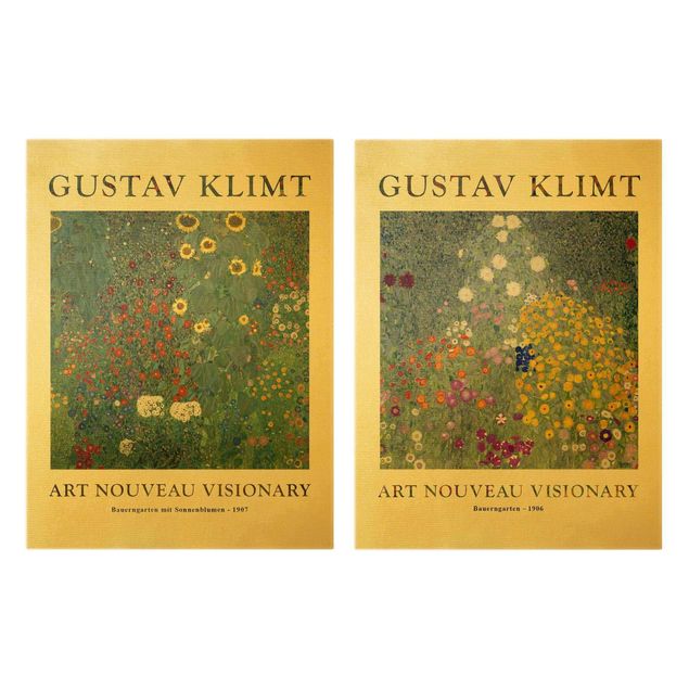 Canvas schilderijen - 2-delig  Gustav Klimt - Farmer's Garden - Museum Edition