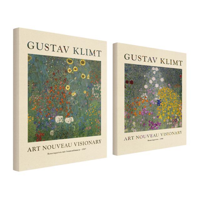 Natuurlijk canvas schilderijen - 2-delig  Gustav Klimt - Farmer's Garden - Museum Edition