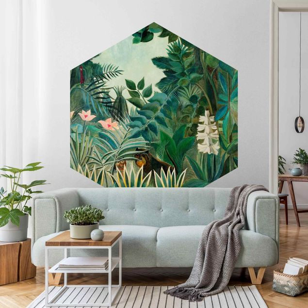 Hexagon Behang Henri Rousseau - The Equatorial Jungle