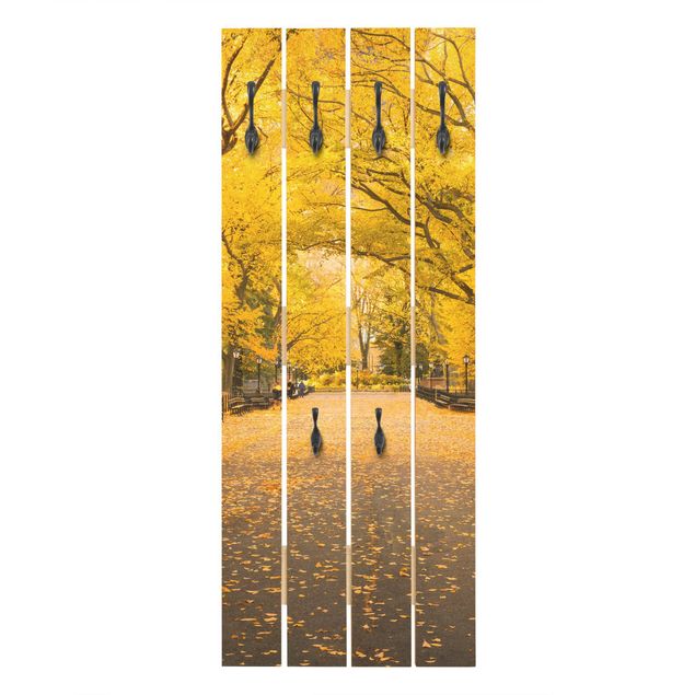 Wandkapstokken houten pallet Autumn In Central Park