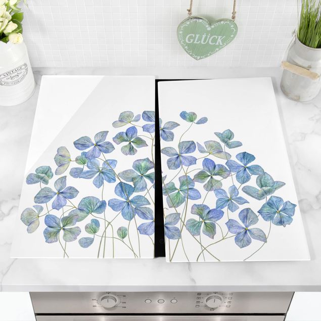 Kookplaat afdekplaten Blue Hydrangea Flowers