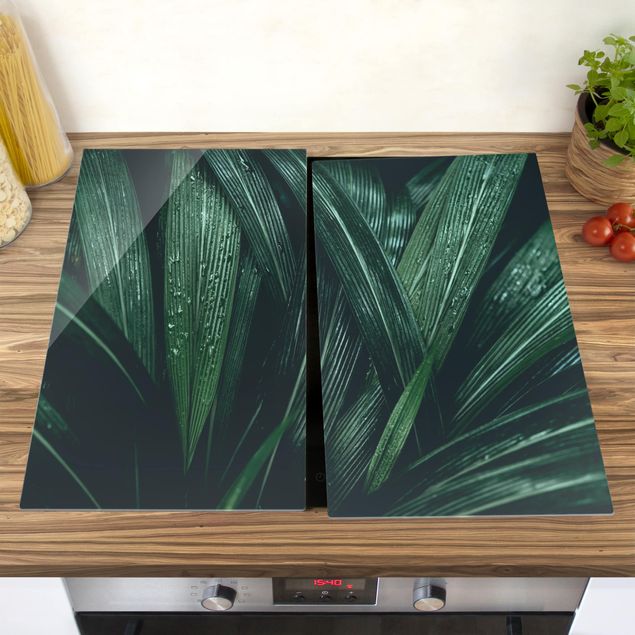 Kookplaat afdekplaten Green Palm Leaves