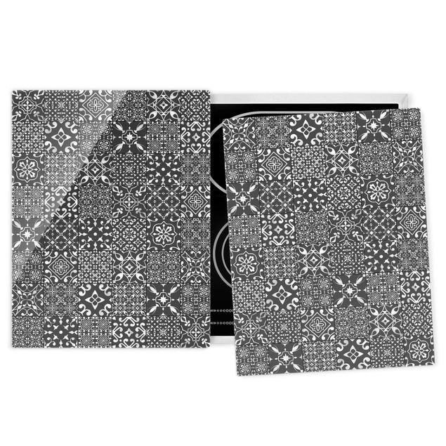 Kookplaat afdekplaten Patterned Tiles Dark Gray White