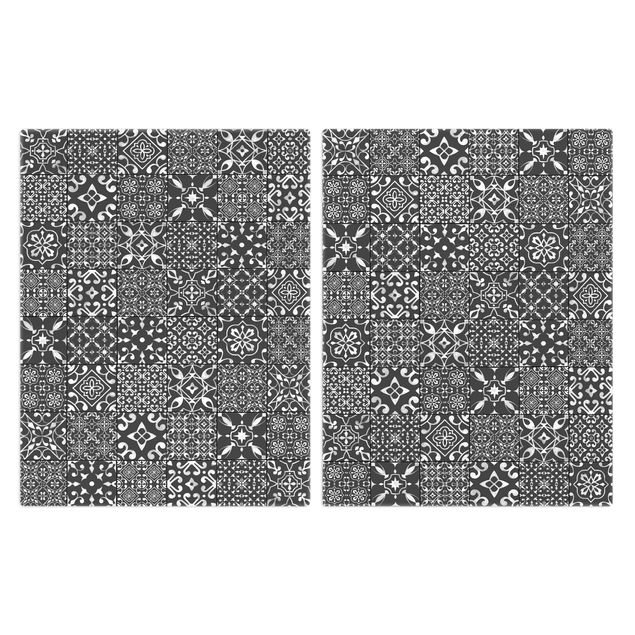 Kookplaat afdekplaten Patterned Tiles Dark Gray White