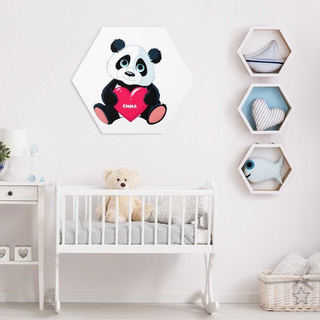 Hexagons Forex schilderijen Panda With Heart