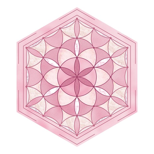 Hexagon Behang Hexagonal Mandala In Pink
