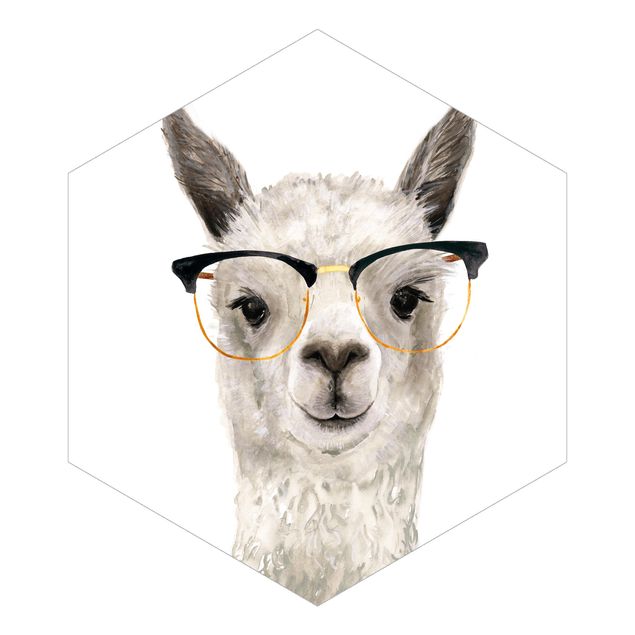 Hexagon Behang Hip Lama With Glasses I