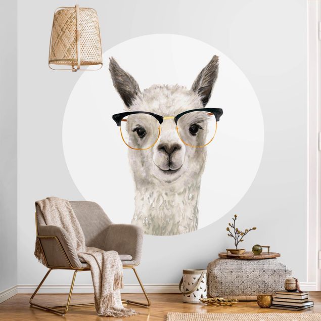 Behangcirkel Hip Lama With Glasses I