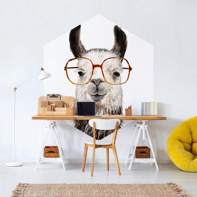 Hexagon Behang Hip Lama With Glasses IV