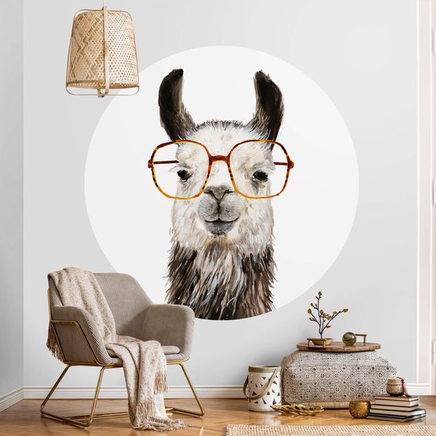 Behangcirkel Hip Lama With Glasses IV