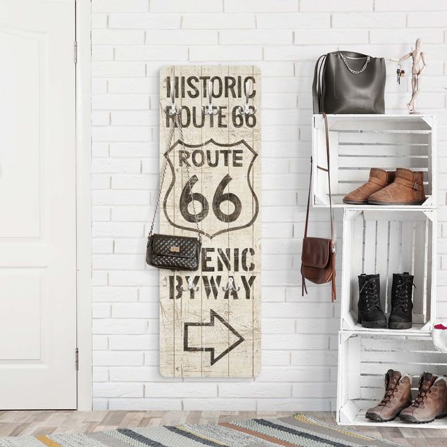 Wandkapstokken houten paneel - Historic Route 66