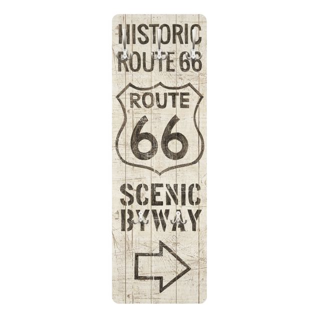 Wandkapstokken houten paneel - Historic Route 66