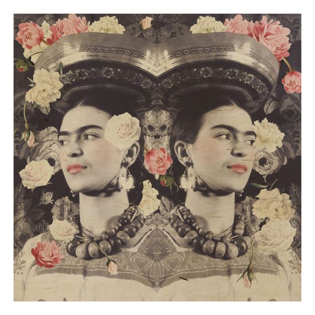 Houten schilderijen Frida Kahlo - Flower Flood