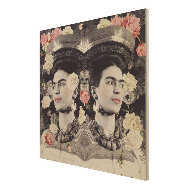 Houten schilderijen Frida Kahlo - Flower Flood