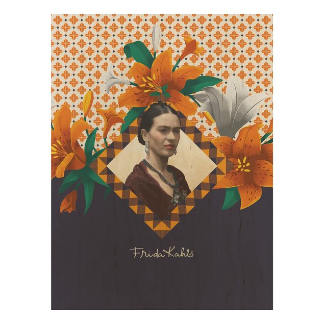 Houten schilderijen Frida Kahlo - Lilies