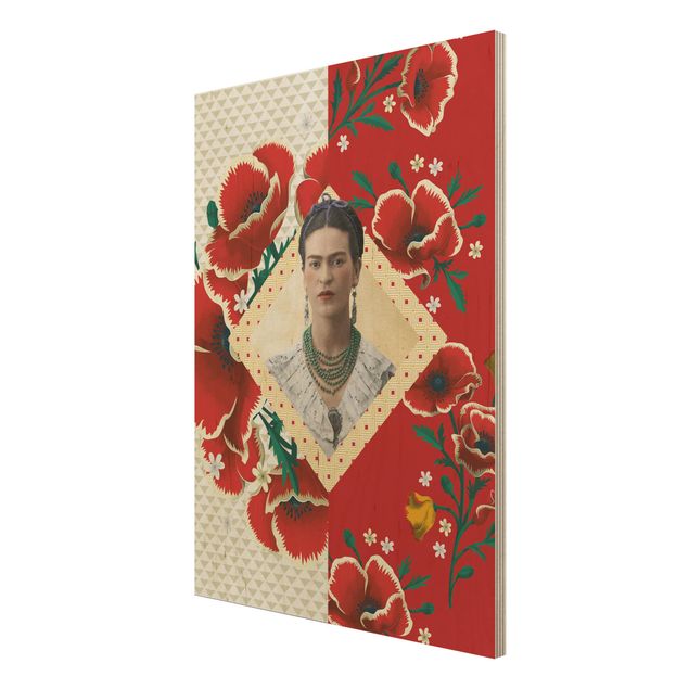 Houten schilderijen Frida Kahlo - Poppies