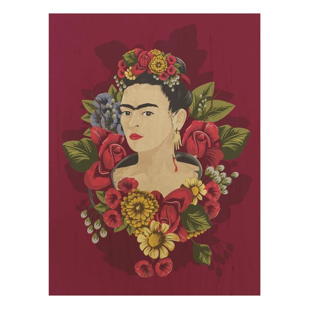 Houten schilderijen Frida Kahlo - Roses