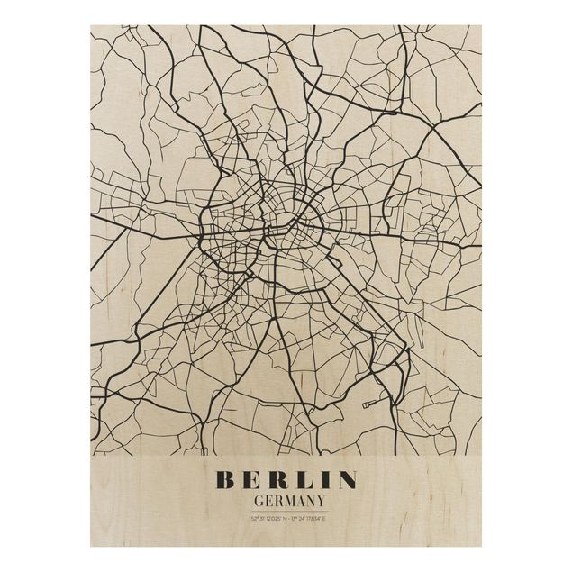 Houten schilderijen Berlin City Map - Classic