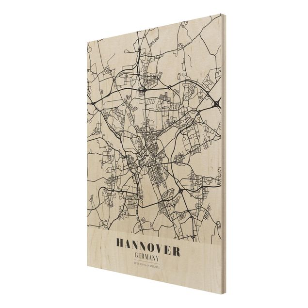 Houten schilderijen Hannover City Map - Classic