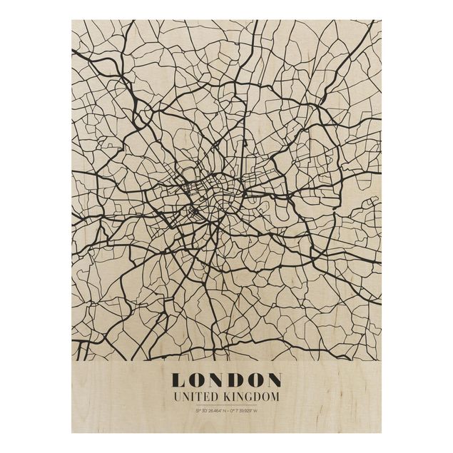 Houten schilderijen London City Map - Classic