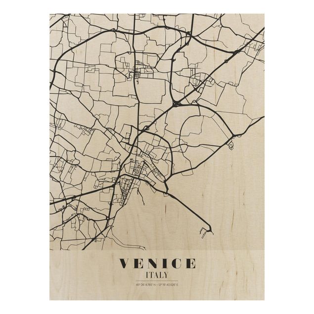 Houten schilderijen Venice City Map - Classic