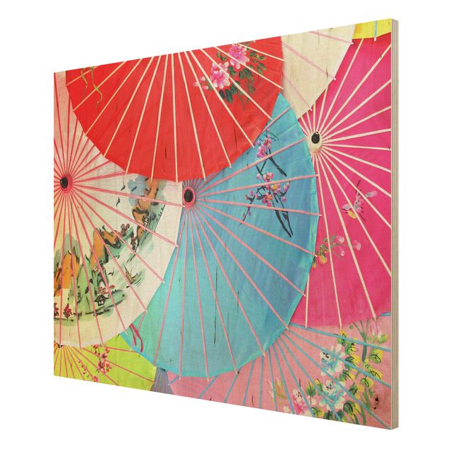 Houten schilderijen The Chinese Parasols