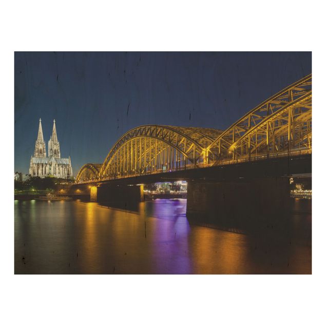 Houten schilderijen Cologne At Night
