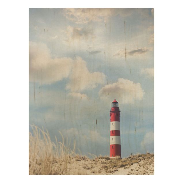 Houten schilderijen Lighthouse Between Dunes