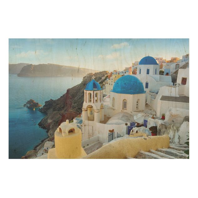 Houten schilderijen Santorini