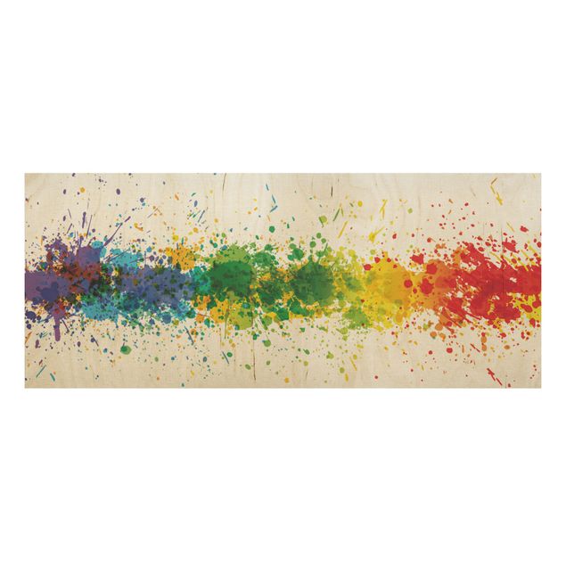 Houten schilderijen Rainbow Splatter