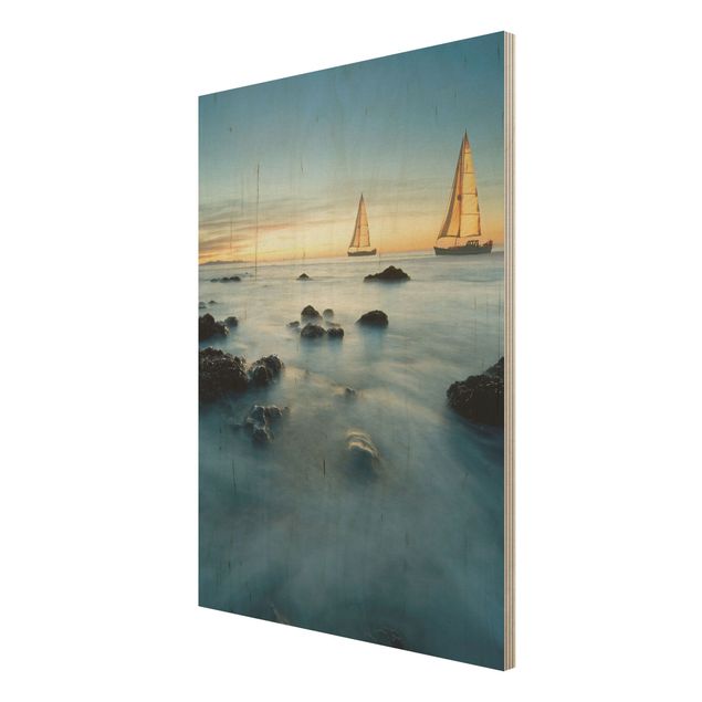 Houten schilderijen Sailboats On the Ocean