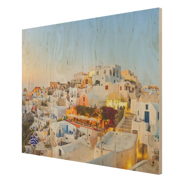 Houten schilderijen Bright Santorini