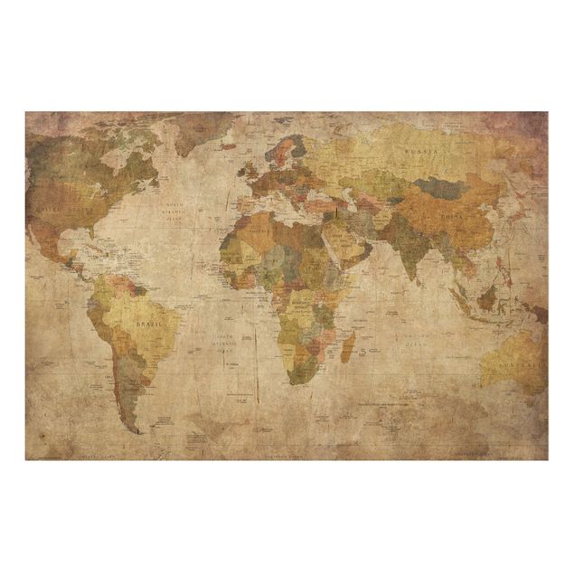 Houten schilderijen World map