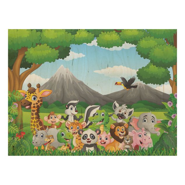 Houten schilderijen Wild Jungle Animals
