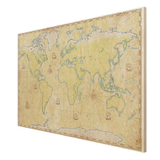Houten schilderijen World Map