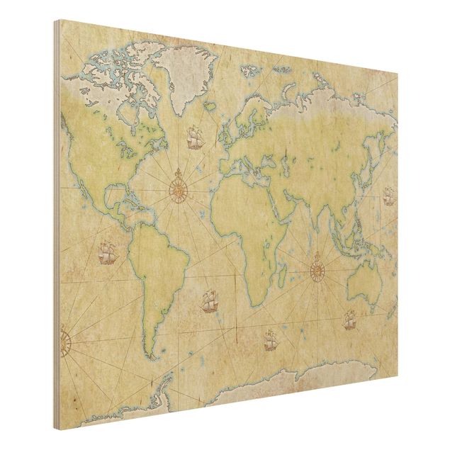Houten schilderijen World Map
