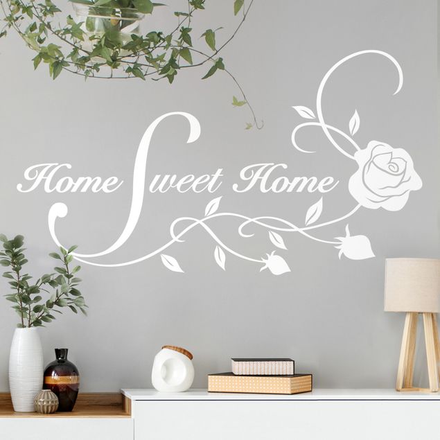 Muurstickers Home Sweet Home with Rose Tendril