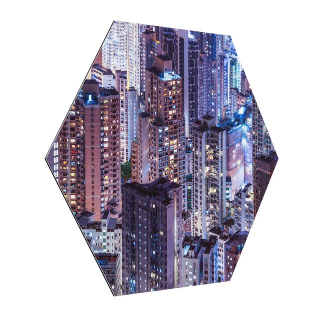 Hexagons Aluminium Dibond schilderijen Hong Kong Sea Of Lights