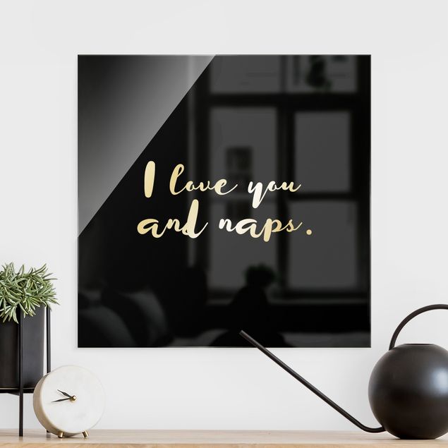 Glas Magnettafel I love you. And naps