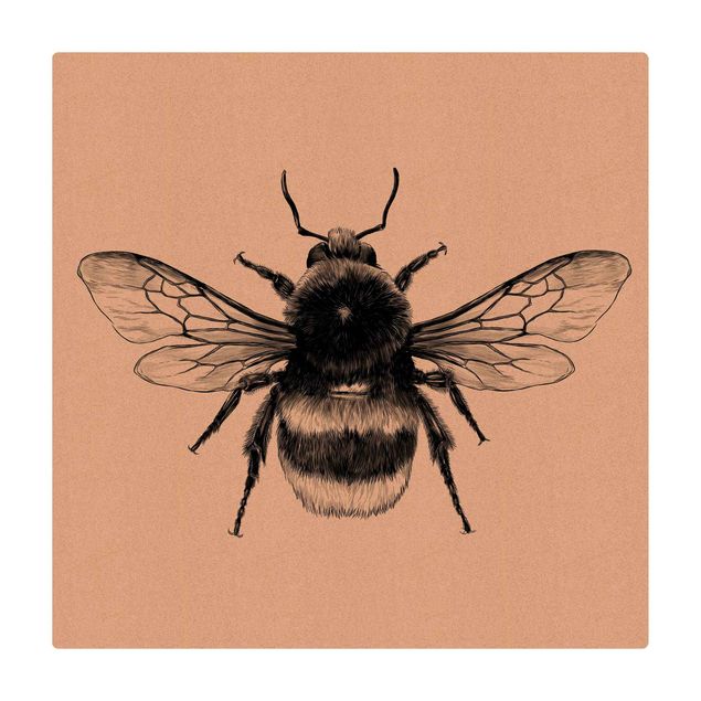 Kurk mat Illustration Flying Bumblebee Black