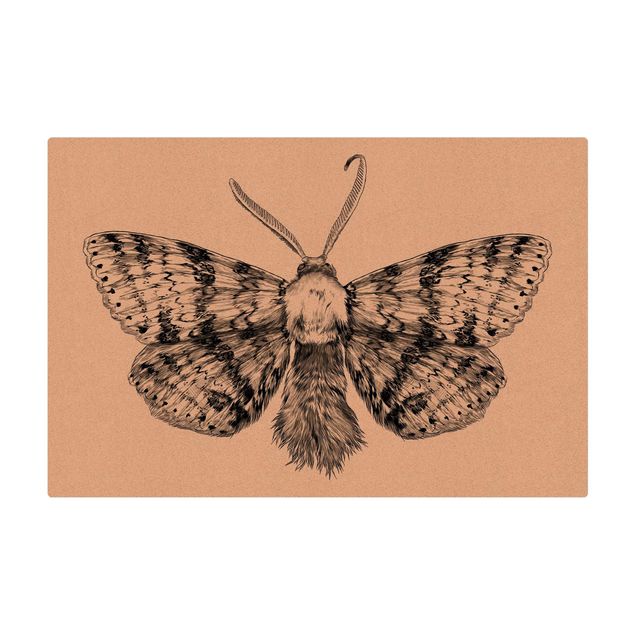 Kurk mat Illustration Flying Moth Black