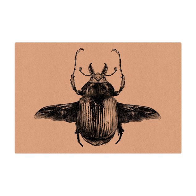 Kurk mat Illustration flying Beetle Black