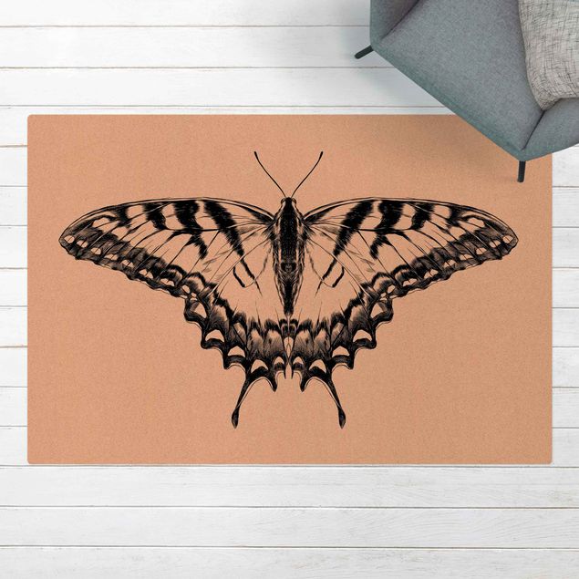 zwart tapijt Illustration Flying Tiger Swallowtail Black
